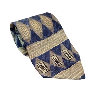 Allea Milano Designer In Italy 100% Silk Artsy Mens Tie 58in long